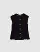 Top corto ganchillo negro botones espalda mujer-2