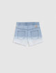 Waterless blue denim shorts with deep dye effect for girl-6