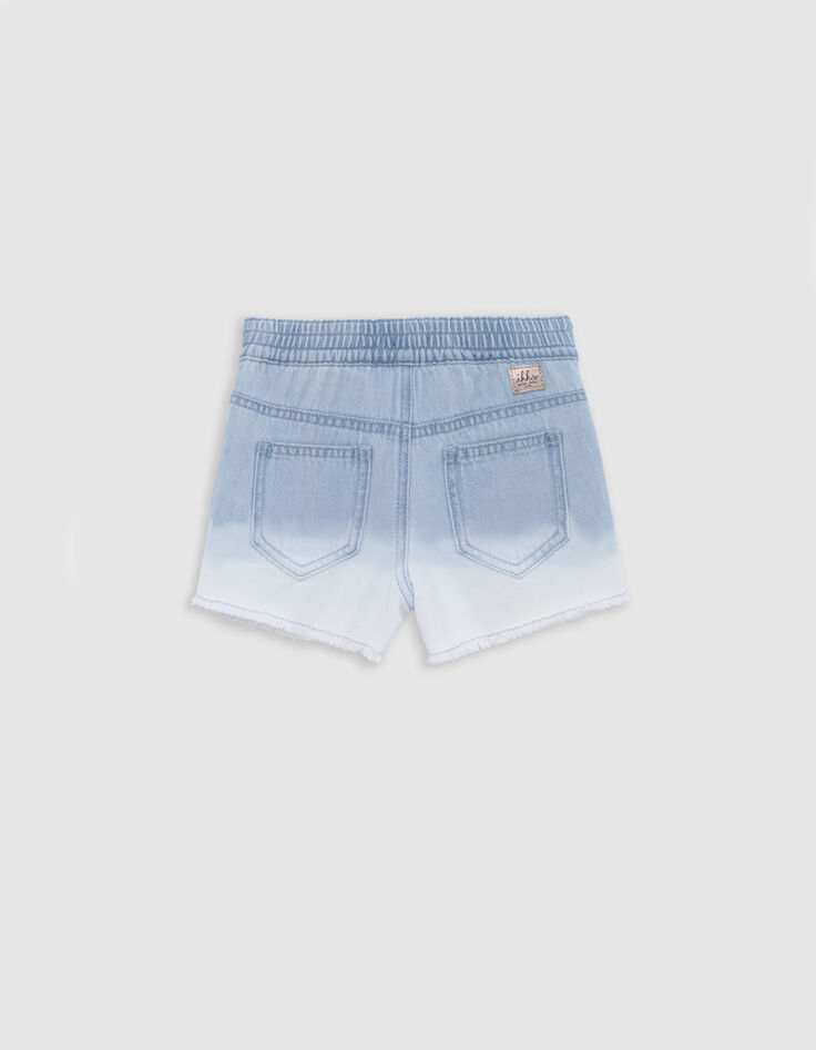 Waterless blue denim shorts with deep dye effect for girl-6