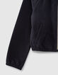Marineblaue Mädchensweatjacke mit elastischem Ausschnitt-3