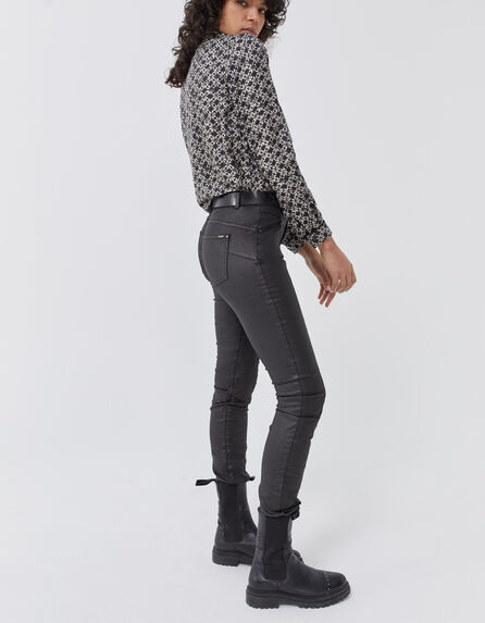 Zwarte gecoate slim jeans sculpt up mid waist dames