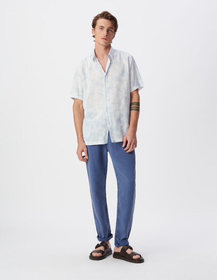 Chemise regular ciel imprim&eacute; floral ray&eacute; Homme-2
