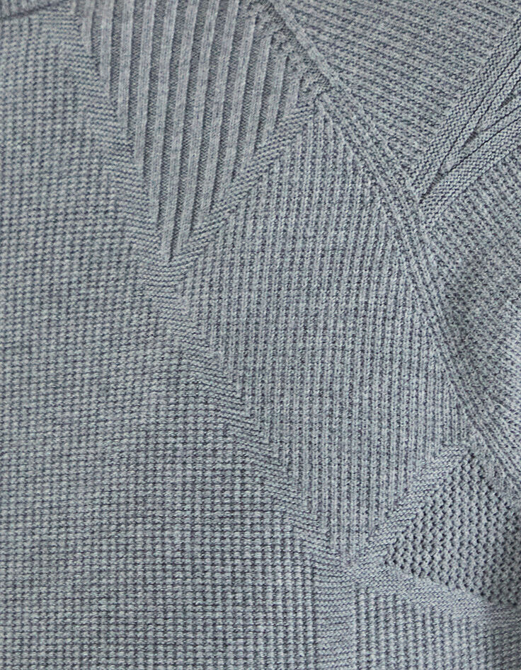 Pull gris chiné tricot 3D Homme-6
