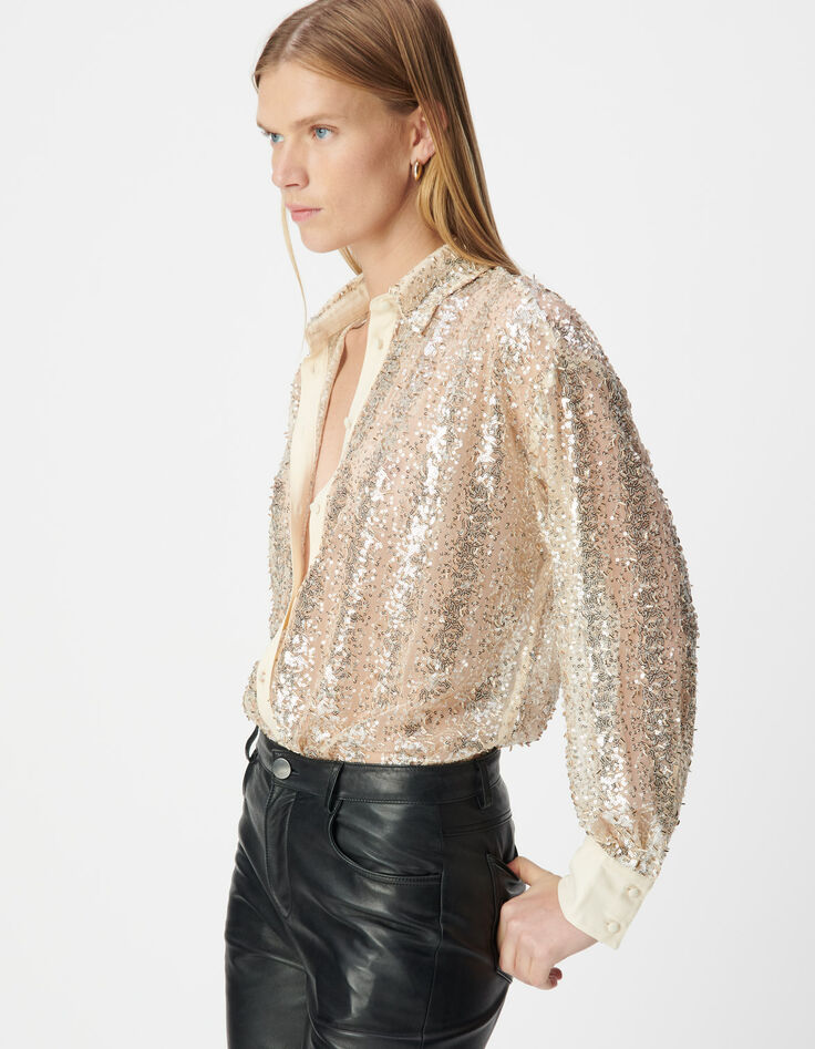Women’s gold bead and sequin-embroidered shirt-4