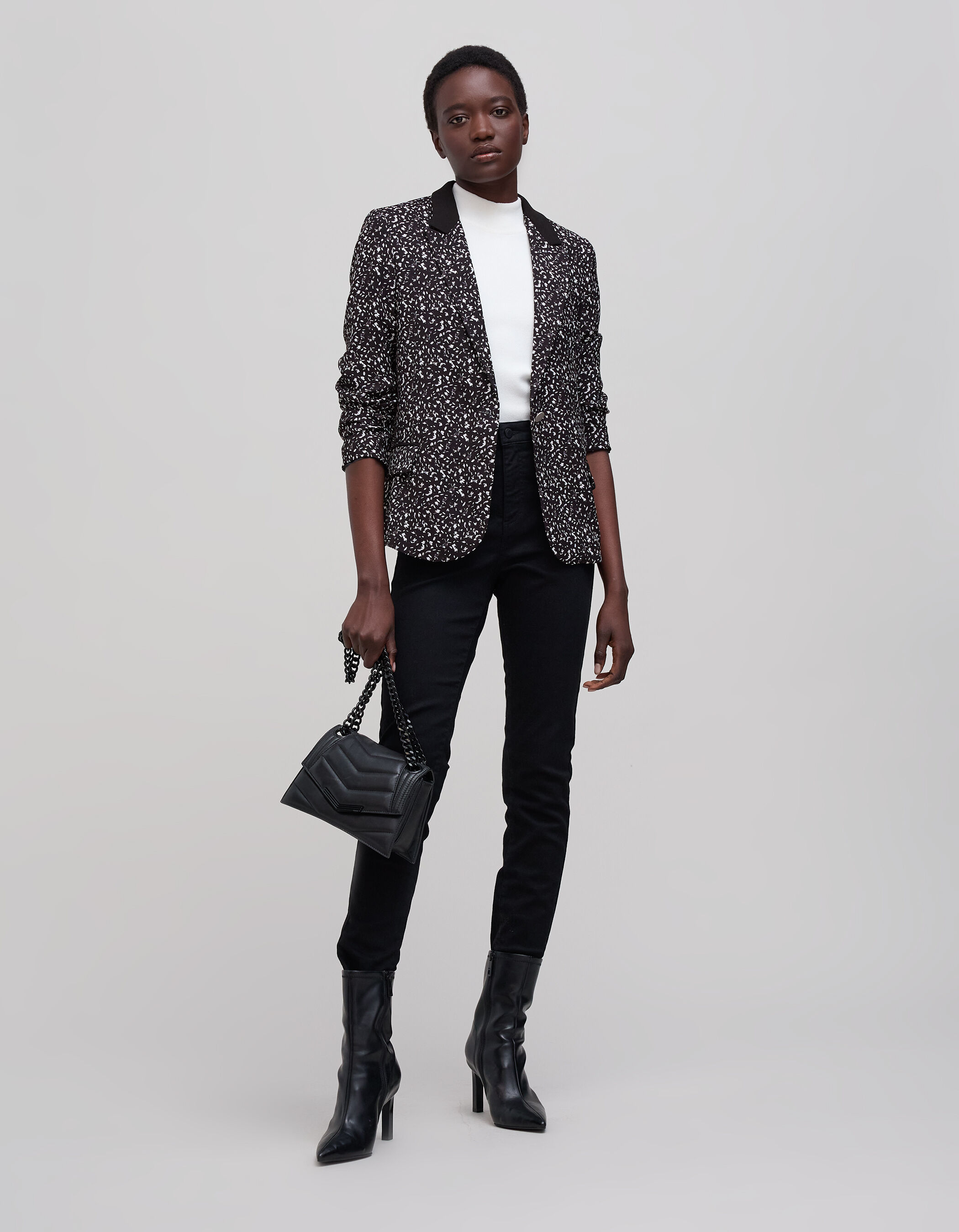 Women s black rock tachist print suit jacket IKKS