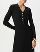 Robe longue noire tricot effet plissé Femme-4
