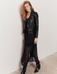 Women’s navy blue recycled crepe voile long dress-6