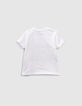 T-shirt blanc visuel lynx à lunettes bio bébé garçon -3