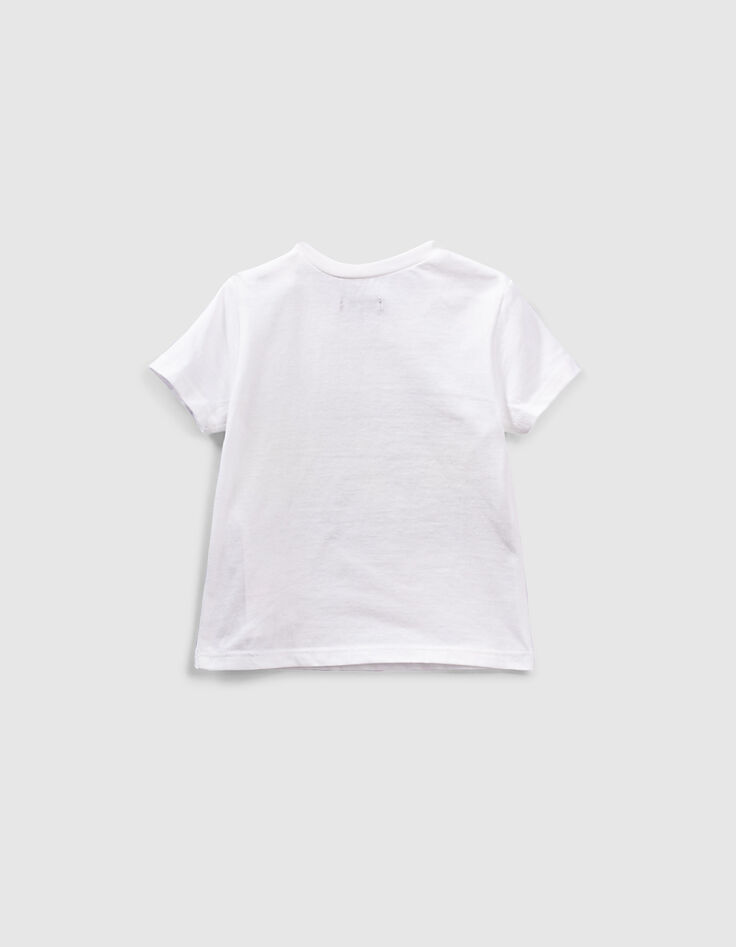 T-shirt blanc visuel lynx à lunettes bio bébé garçon -3