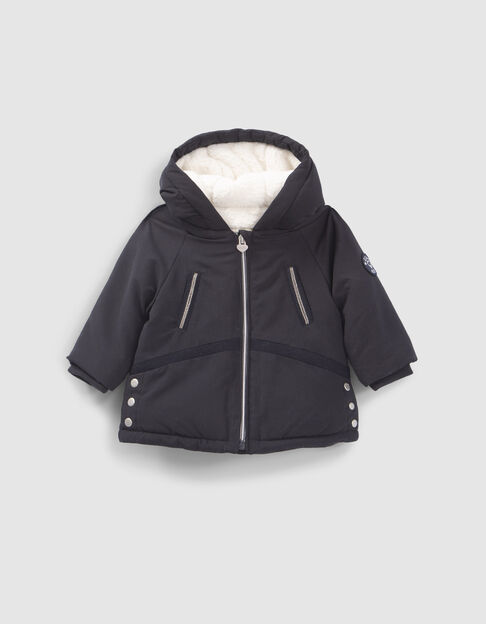 Parka azul marino forrada con capucha bebé niña - IKKS