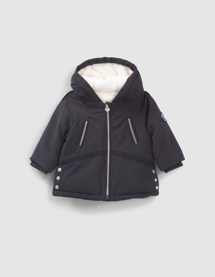 Parka azul marino forrada con capucha bebé niña-1