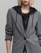 Women's removable herringbone pattern jacket in grey-4