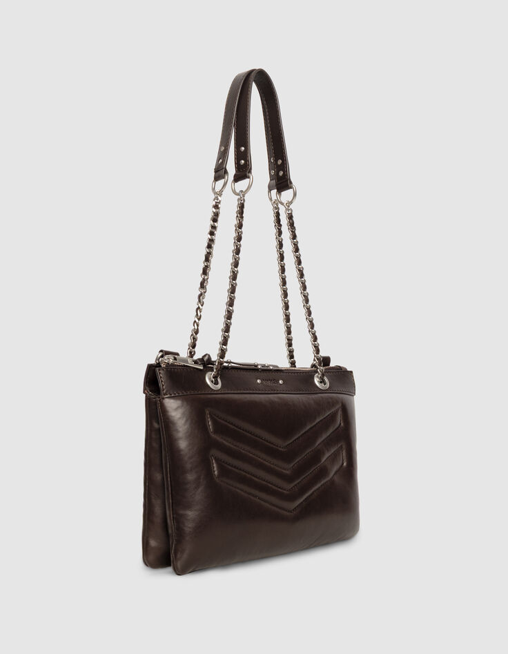Clutch 1440 Reporter marrón cuero acolchado mujer-5