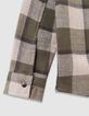 Boys’ khaki and beige check overshirt-7