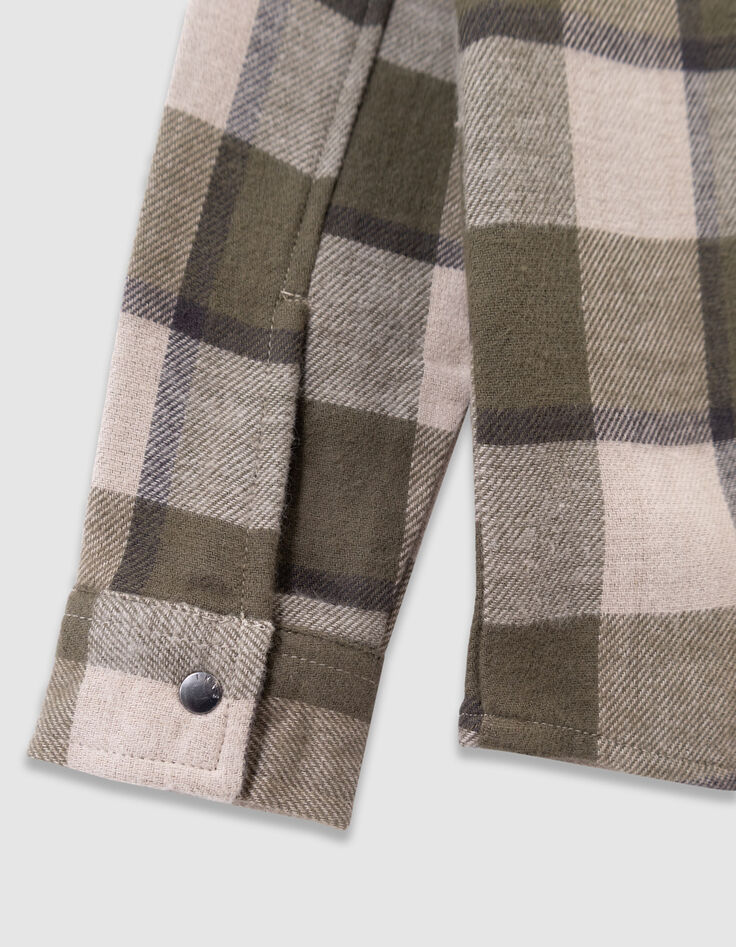 Boys’ khaki and beige check overshirt-7 Boys’ khaki and beige check overshirt-7