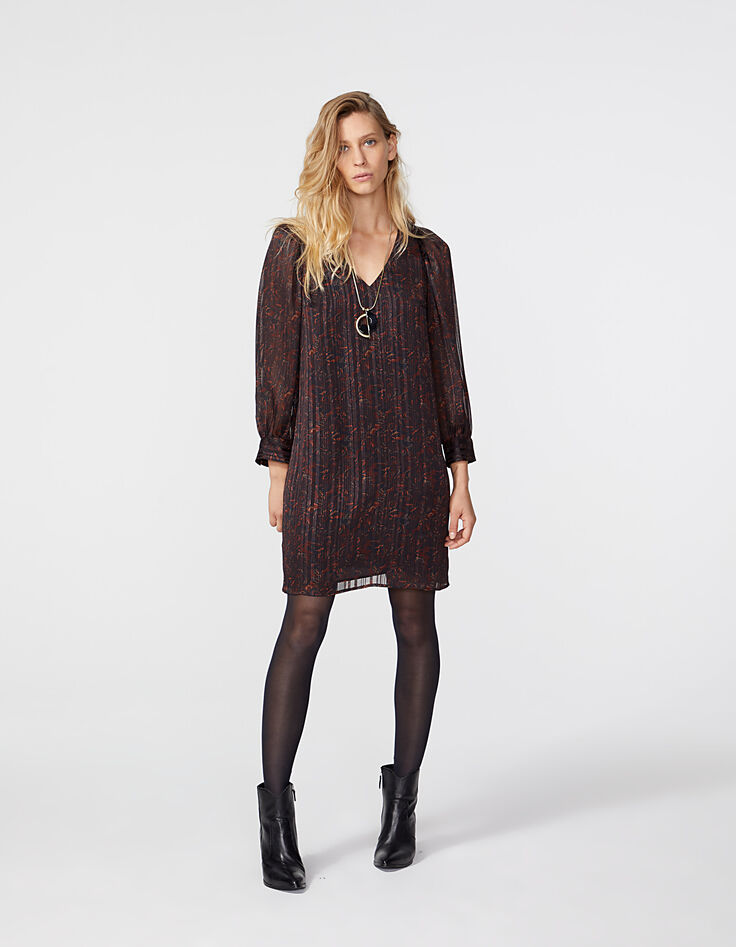 Vestido gasa jacquard metalizado estampado barroco-6