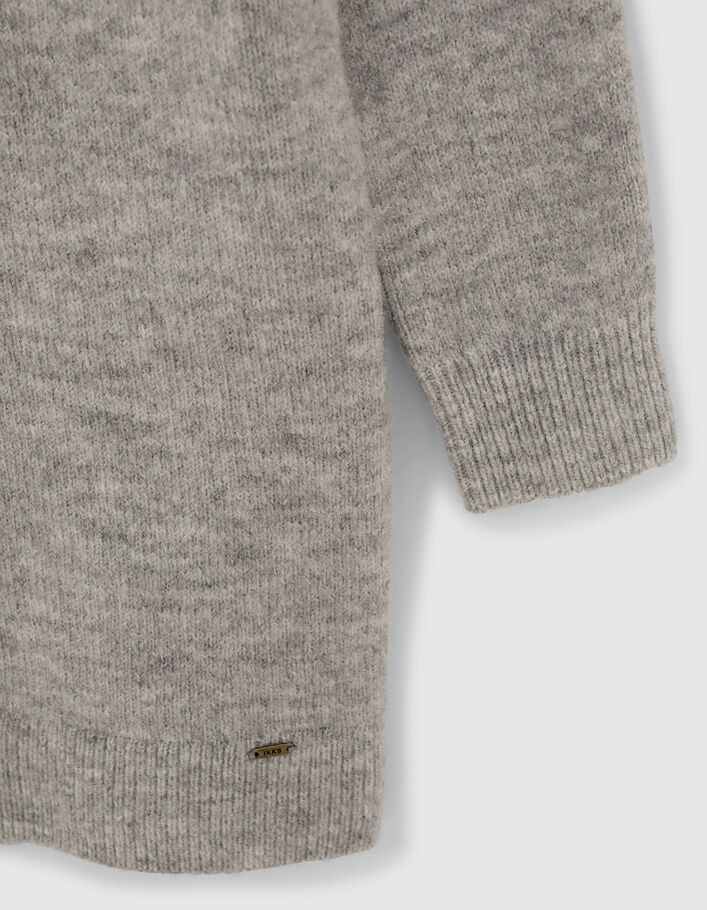 Robe gris chiné moyen tricot à capuche fille - IKKS