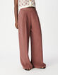 Pantalon large bordeaux gaze de coton Femme-6