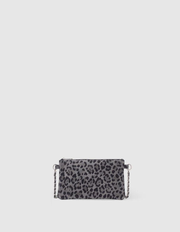 Dament&auml;schchen 111 aus grauem Leder mit Leopardentupfen-2