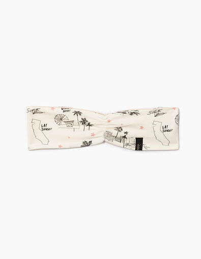 Bandeau réversible rose et imprimé bébé fille  - IKKS