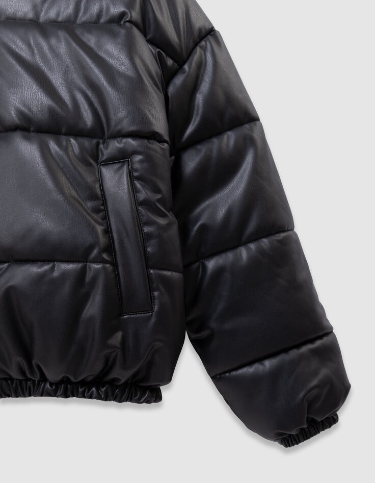 Korte zwarte pufferjas sweatkap meisjes-8 Korte zwarte pufferjas sweatkap meisjes-8