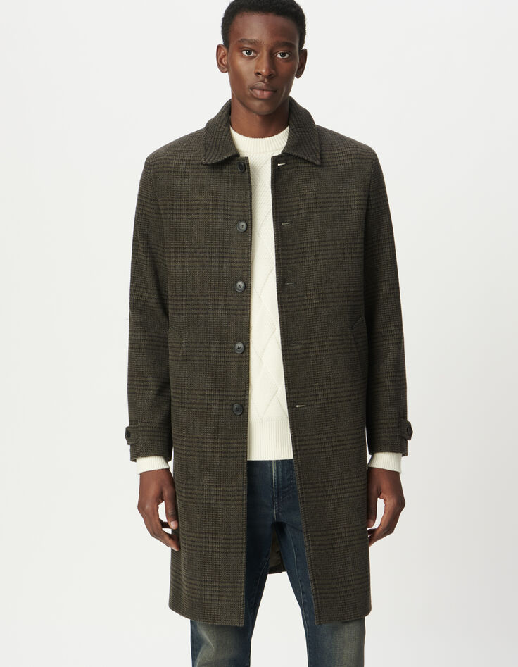 Men’s khaki check coat-1