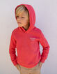 Sweat corail à capuche motifs embossés garçon -1