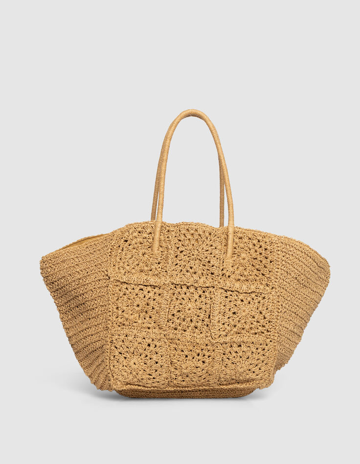 Camel woven raffia-style basket-3 Camel woven raffia-style basket-3