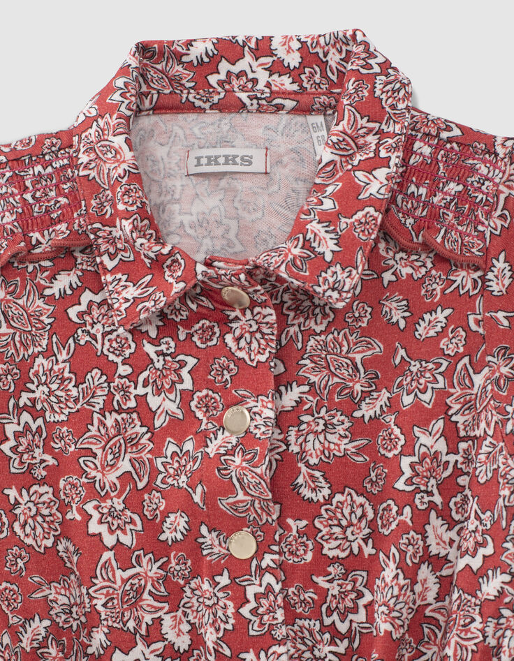 Mono corto rojo estampado floral bebé niña-5