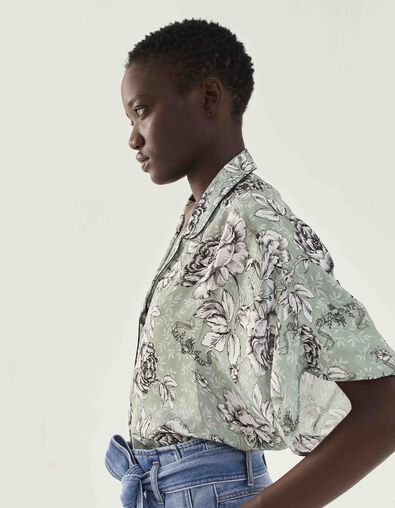 Women’s vintage floral print recycled fabric loose shirt - IKKS