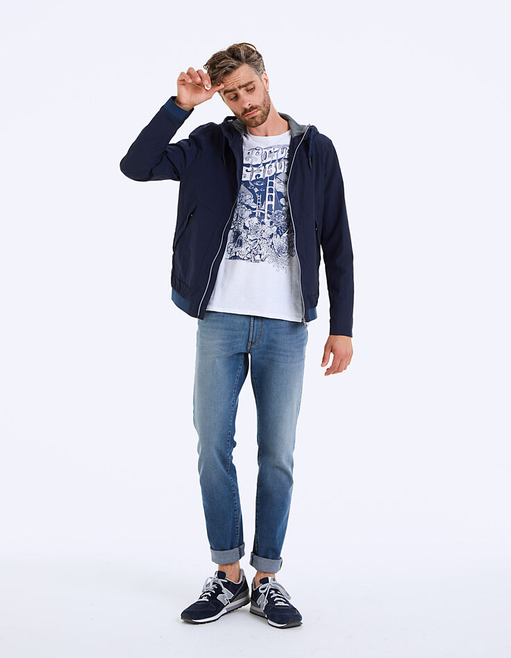Men’s navy nylon sports jacket with red cords-5