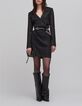 Woman's black herringbone jacquard voile dress-1