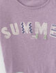 Lichtpaars cropped T-shirt met tekst meisjes-4