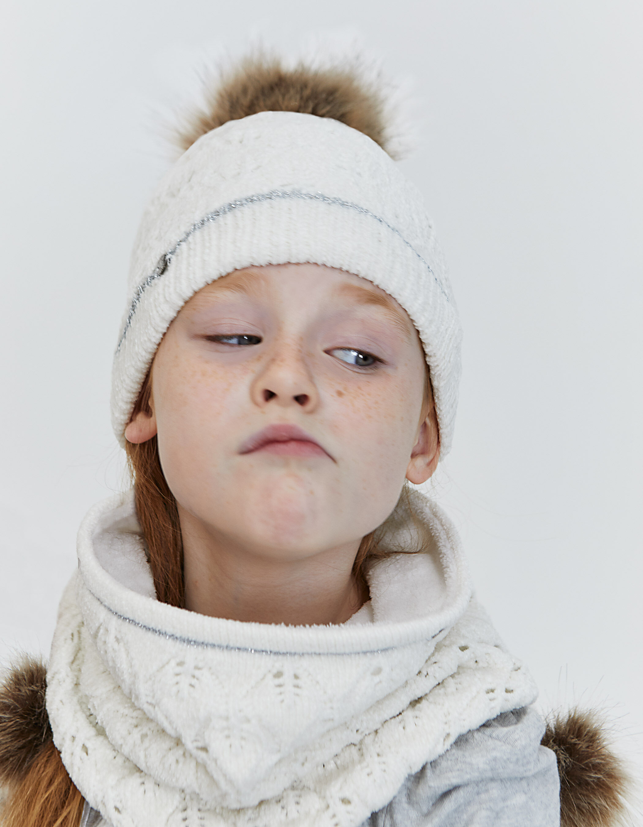 Bonnet blanc casse tricot ajoure fille IKKS
