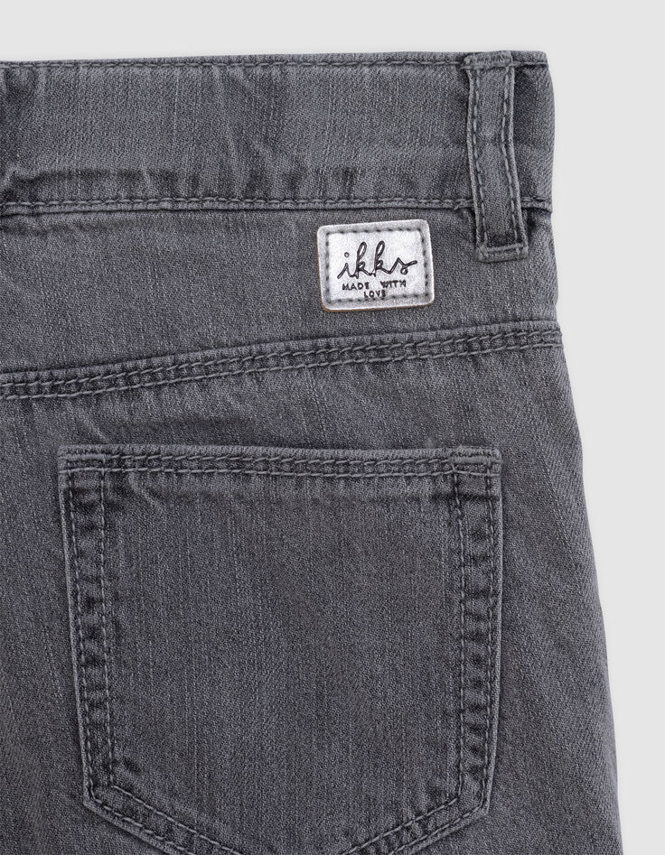 Short en jean gris coton bio brodé fille-8