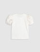 Girls’ white T-shirt with gold IKKS embroidery-4