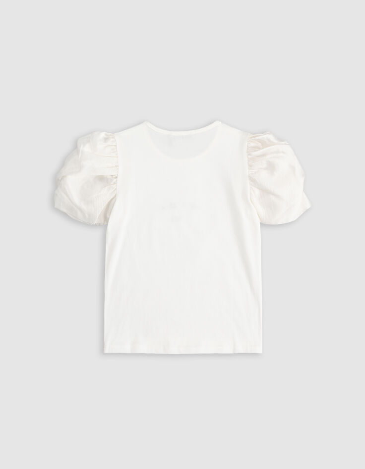 Girls’ white T-shirt with gold IKKS embroidery-4