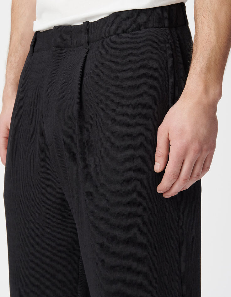 Men's black pleated pants-4