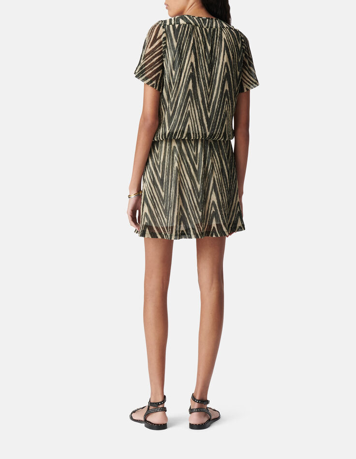 Mujer vestido de espiga de oro negro-2