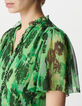 Robe ample verte imprim&eacute; abstrait Femme-4