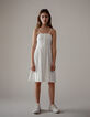 Robe fines bretelles beige à smocks fille-1