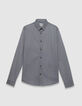 Chemise slim marine imprim&eacute; minimaliste Homme-8