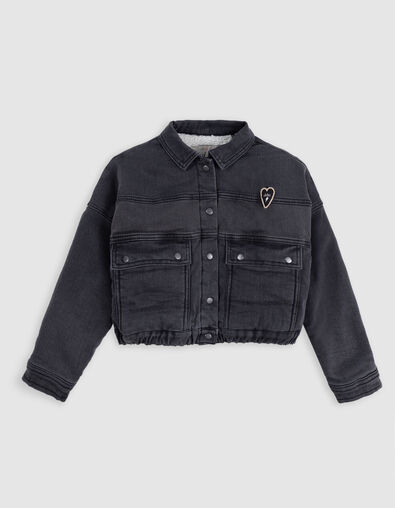 Grijs denim meisjesjack met voering - IKKS