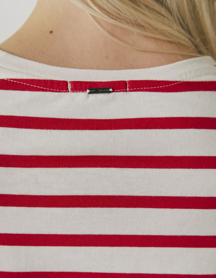 Women’s sailor stripe-style cotton T-shirt, chest badges-6