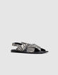 Flache Sandalen aus Segeltuch mit Zebramuster für Damen-4