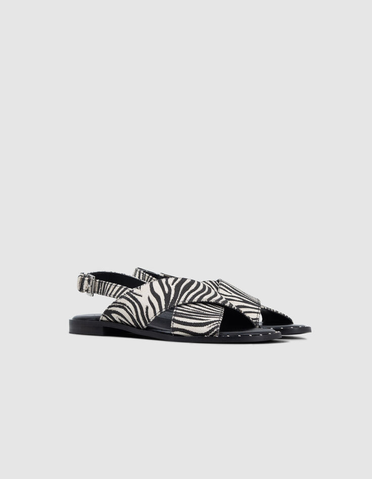 Flache Sandalen aus Segeltuch mit Zebramuster für Damen-4