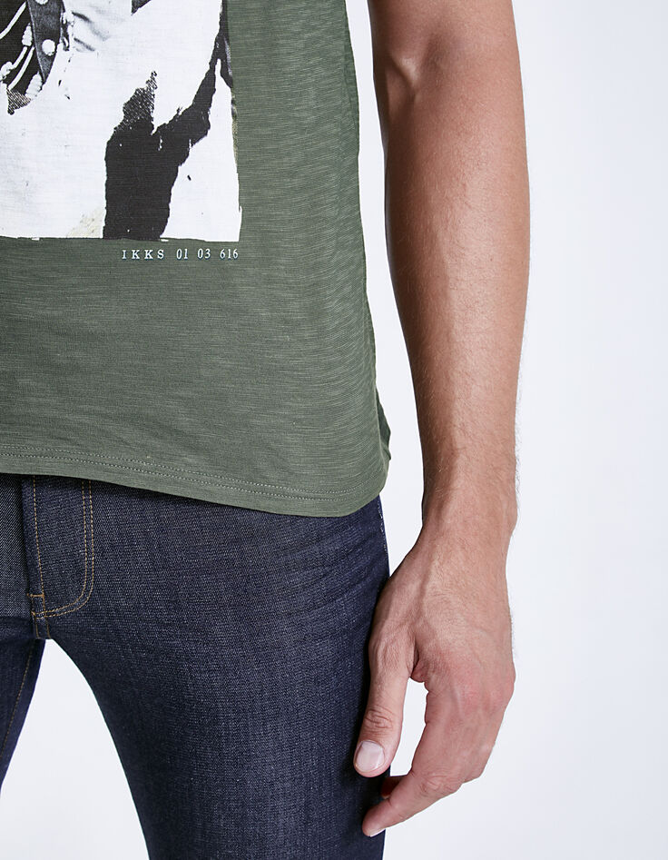 Tee-shirt kaki à print arty Homme-4 Tee-shirt kaki à print arty Homme-4