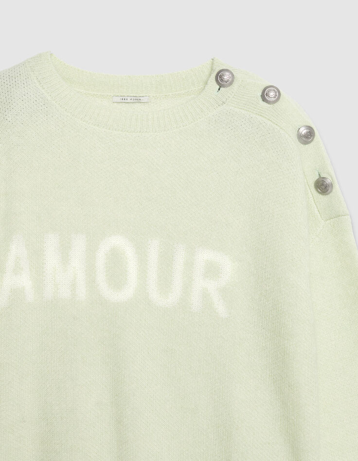 Gr&uuml;ner Pullover aus Alpakamischung f&uuml;r Damen mit Botschaft-6