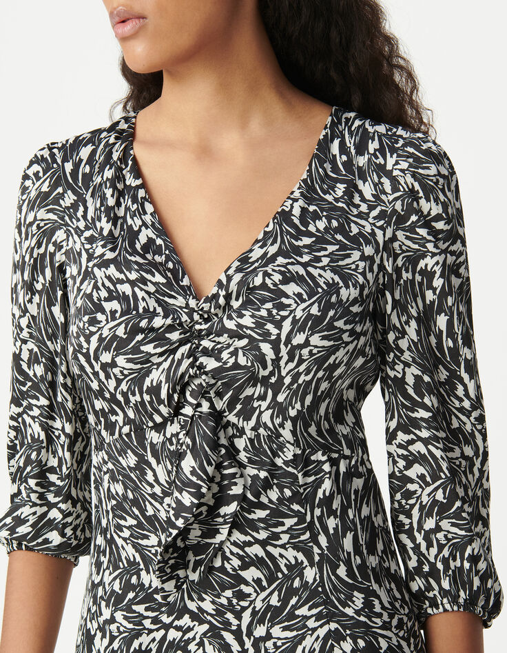 Schwarz LENZING™ ECOVERO™ Minimal Blumenschleife Kleid Damen-5