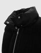 Doudoune courte bi-matière noir badge manche femme-5